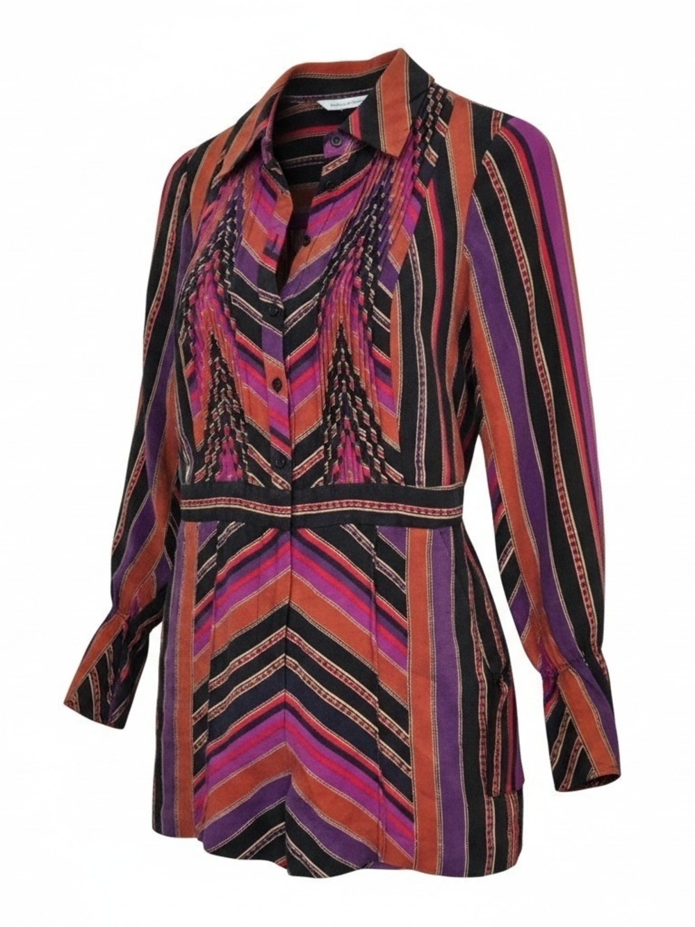 Diane Von Furstenberg Black, Purple & Orange Striped Jumpsuit Romper